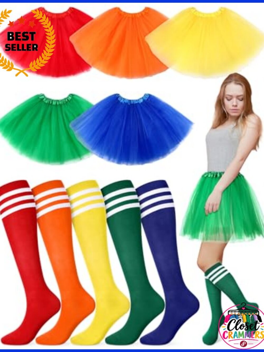 Tutu Skirt Set with Striped Knee Socks Costume